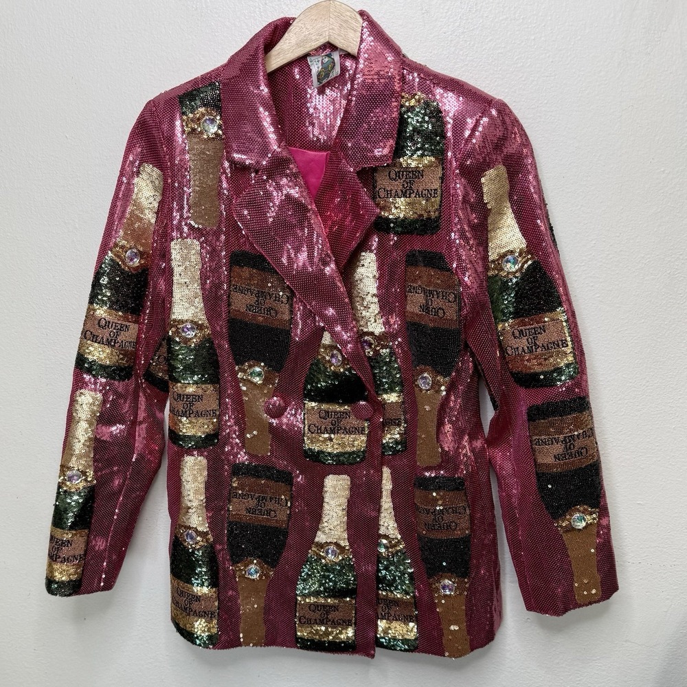 Queen Of Sparkles Full Sequin Pink Champagne Blazer Event Women's Small